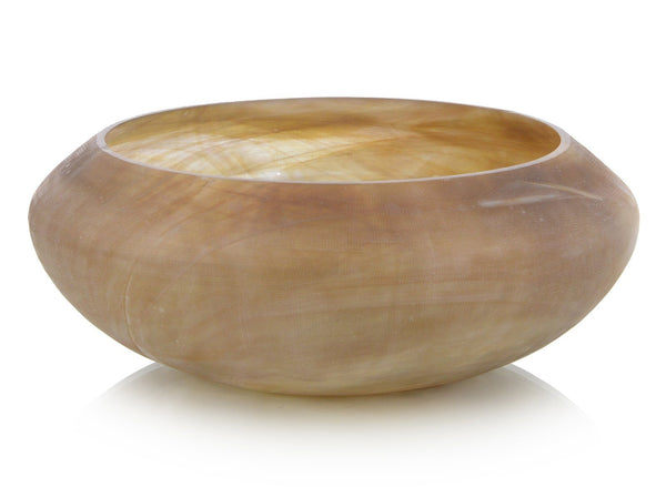 Translucent Amber Engraved Glass Bowl
