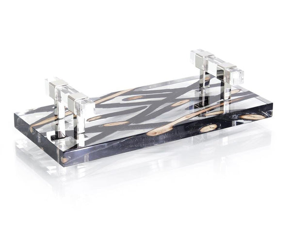 Charred Branches Suspended in Acrylic Tray - Elegant Strand