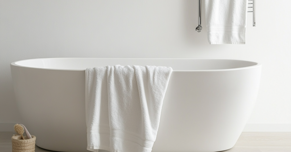 Elegant bathroom with white towels