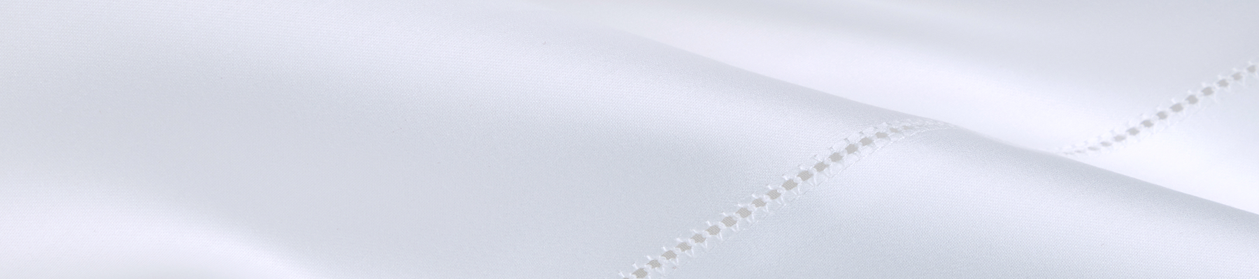 White cotton percale sheets with hemstitch detail