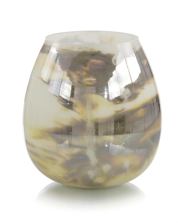 Copper and Opal White Pearlized Glass Bowl - Elegant Strand