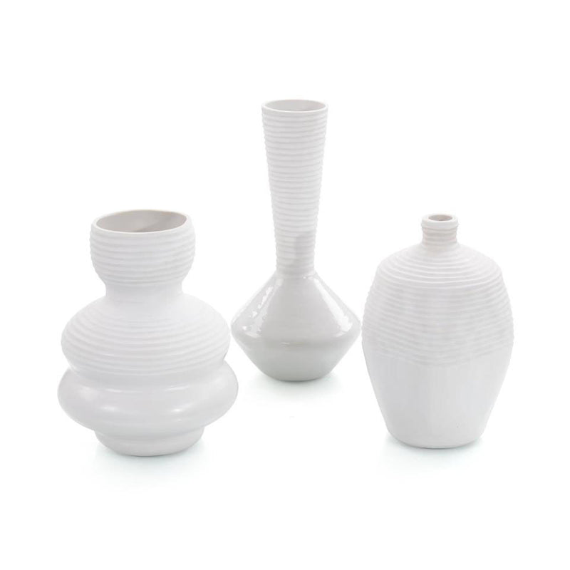 Set of Three Chiseled Vases