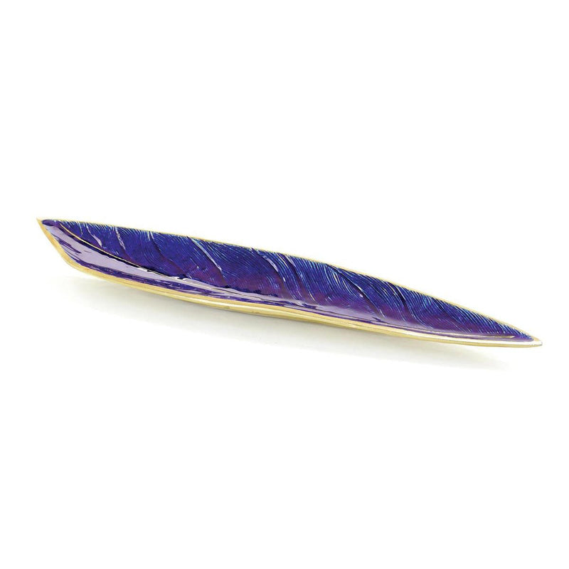 Peacock Blue Feather Tray - Elegant Strand