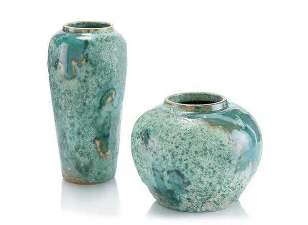 Set of Two Sea Foam Vases