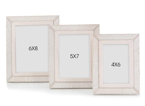 Set of Three Cream Leather Photo Frames 6 x8 5x7 4x6