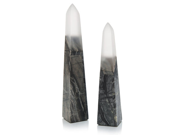 SET OF TWO BLACK/FROST MARBLE OBLIQUES