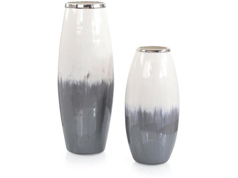Set of Two Black-and-White Glass Vases - Elegant Strand