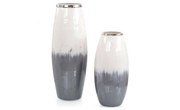 Set of Two Black-and-White Enameled Vases - Elegant Strand