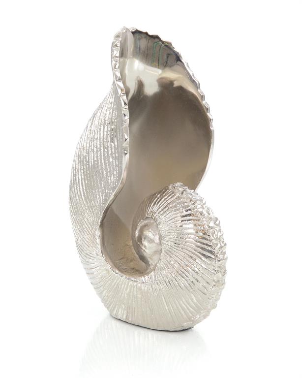 Nautilus Seashell Nickel Sculpture - Elegant Strand
