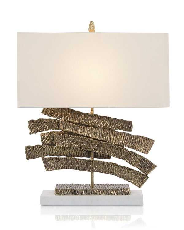 Brass Crinkle Swoosh Table Lamp - Elegant Strand