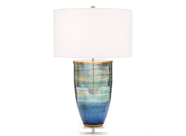 Blue Striated Glass Table Lamp