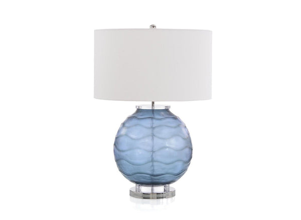 Carved Prussian Blue Table Lamp - Elegant Strand